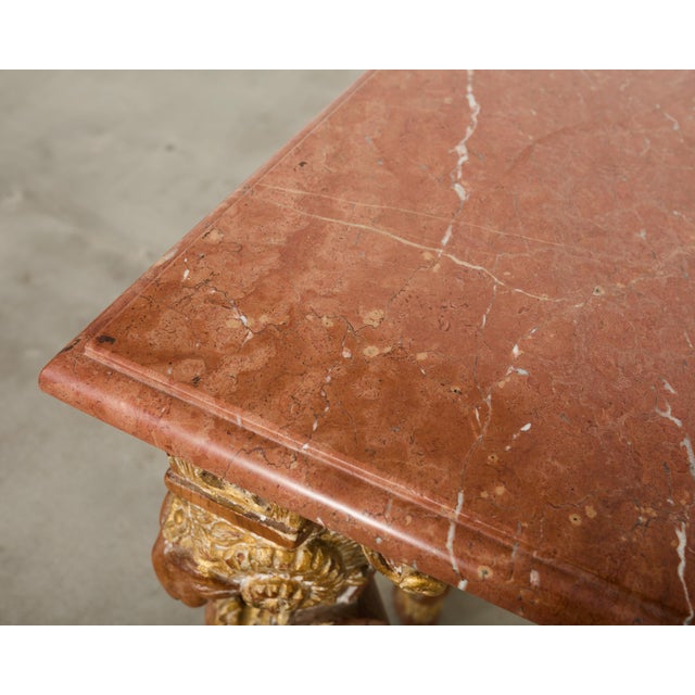 Italian Baroque Style Marble Top Console Table For Sale - Image 12 of 18