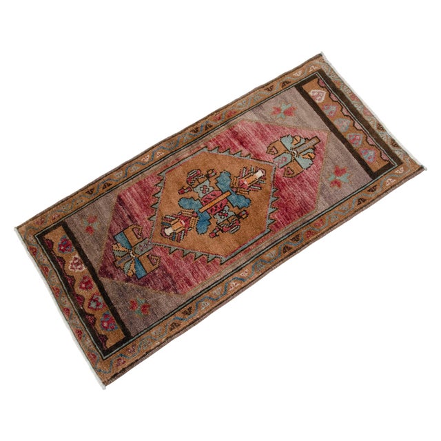 1970s Hand Knotted Small Rug, Entryway Rug, Bath Mat, Kitchen Decor, Turkish Rug, Doormat 1'6" X 3'3" For Sale - Image 4 of 13
