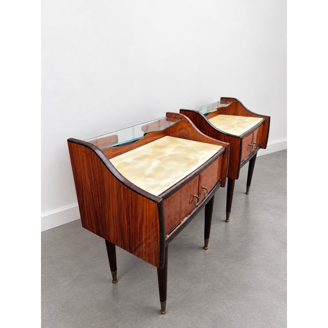 Brown Mid-Century Italian Bedside Tables, 1950, Set of 2 For Sale - Image 8 of 13