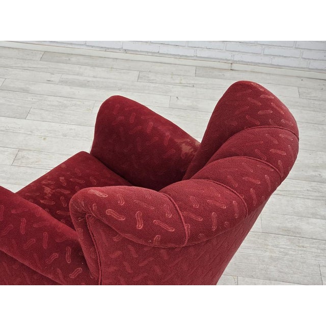 Vintage Danish Relax Chair in Red Furniture Wool, 1950s For Sale - Image 16 of 18