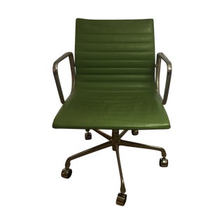 Eames for Herman Miller Green Leather Office Chair For Sale