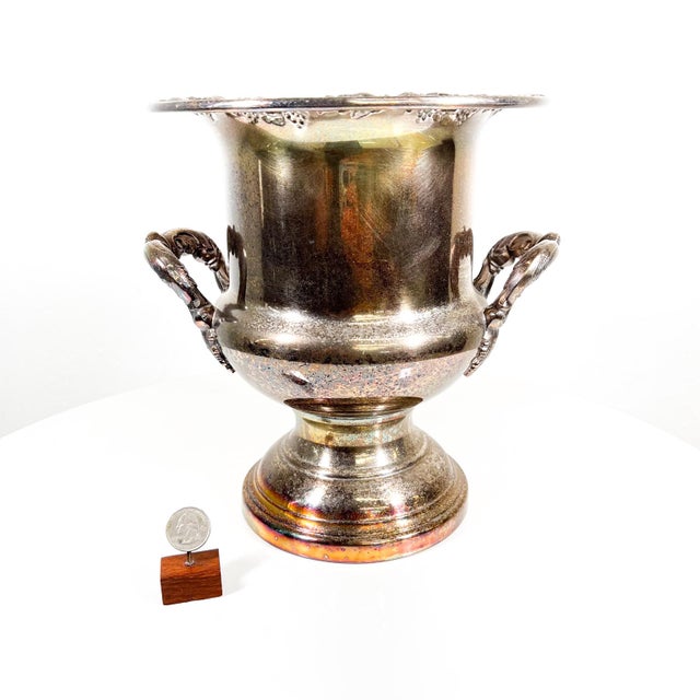 1960s Vintage Champagne Wine Bucket Repoussé Grape Silverplate For Sale - Image 11 of 12