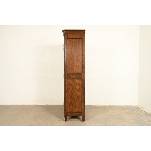Baker Furniture French Provincial Louis XV Carved Oak Armoire Dresser or Linen Press For Sale - Image 15 of 18