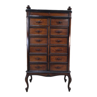 Antique Lock-Side 13 Drawer Filing Cabinet With Opening Side Panel For Sale