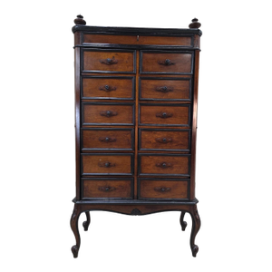 Antique Lock-Side 13 Drawer Filing Cabinet With Opening Side Panel