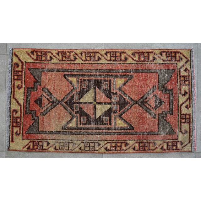 Terra Cotta Hand Made Small Turkish Rug, Entryway Decor, DoorMat - 1'9" X 3'1" For Sale - Image 8 of 10