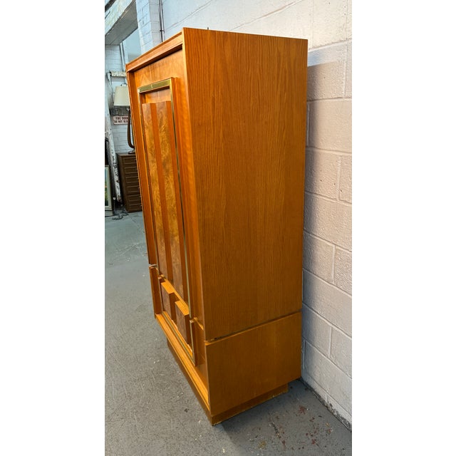 Mid 20th Century Mid-Century Brutalist Two-Piece Oak and Burl Armoire by Tobago Furniture For Sale - Image 5 of 14