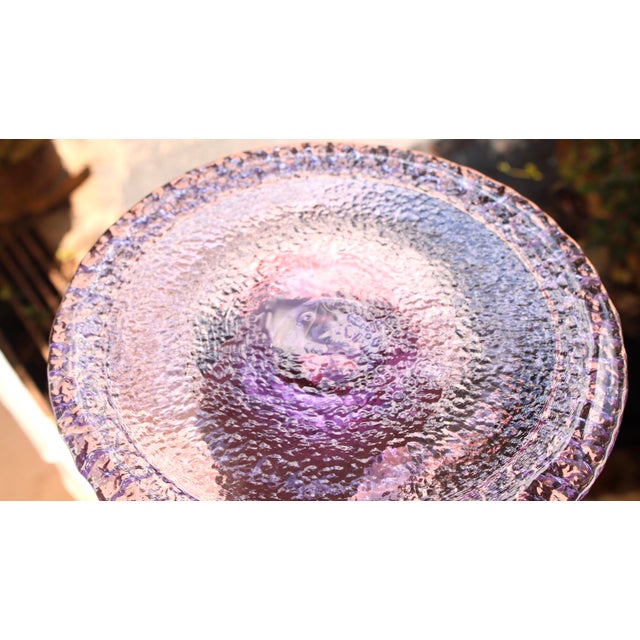 1990s Fire & Light Neodymium Lavender Glass Cake Plate, Signed For Sale - Image 11 of 14