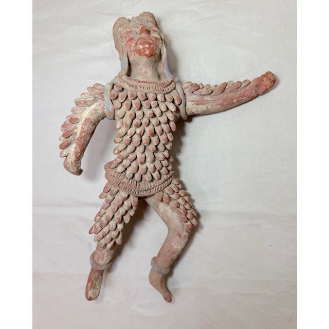19th Century Antique 19th Century Mexican Handmade Terracotta Pottery Warrior Sculpture For Sale - Image 5 of 13
