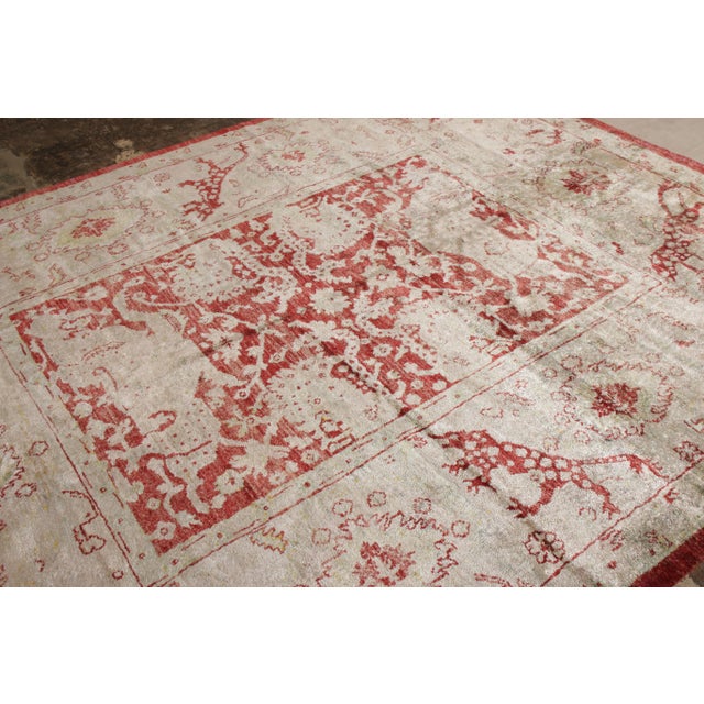 2010s Rug & Kilim's New Agra Transitional Red and Ivory Silk Rug For Sale - Image 5 of 7