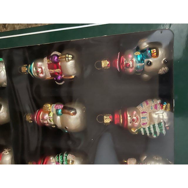 Cute mini Christmas ornaments figurines set of 12 blown glass Handpainted 2” pieces.
