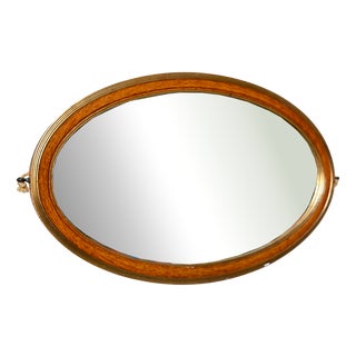 Large Le Gracieux Oval Patinated Mirror, 1940s For Sale