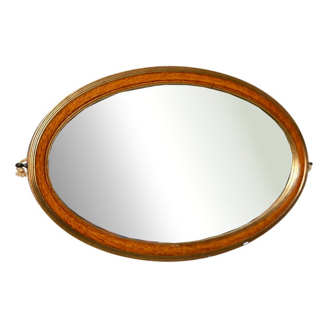Large Le Gracieux Oval Patinated Mirror, 1940s For Sale