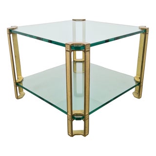 T24 Coffee Table in Brass with Double Glass Tops by Peter Ghyczy, 1970s For Sale