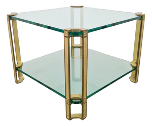 T24 Coffee Table in Brass with Double Glass Tops by Peter Ghyczy, 1970s