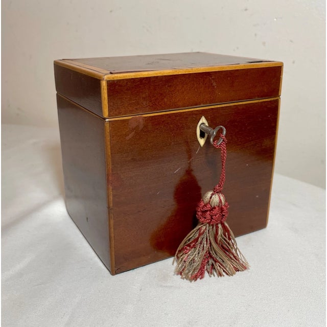 Up for sale is a rare antique 19th century handmade Georgian mahogany tea caddy box. It's made with a lovely marquetry...