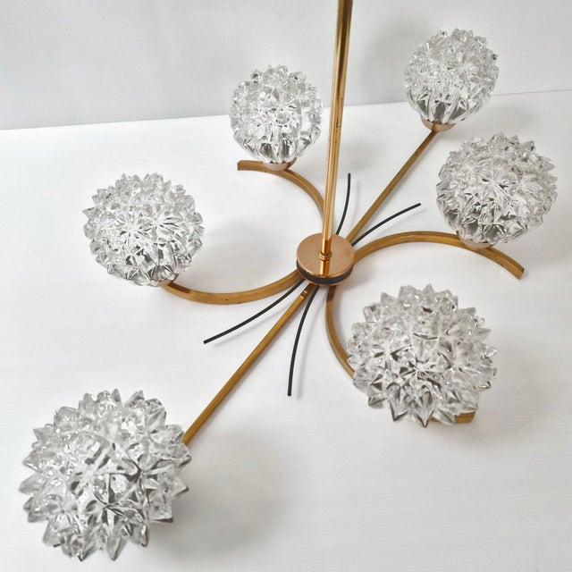 Vintage Pendant Light in Gilded Brass with Metal and Glass from Maison Arlus, 1950s For Sale - Image 16 of 17