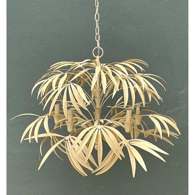 Vintage Currey and Company “Calliope” Palm Frond Chandelier For Sale - Image 11 of 12