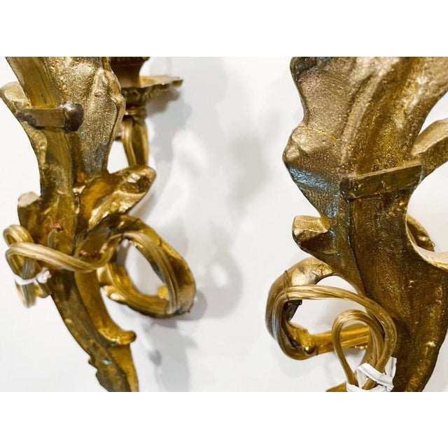1930s Art Deco French Candle Lights Bronze Wall Sconces - A Pair For Sale In Los Angeles - Image 6 of 6