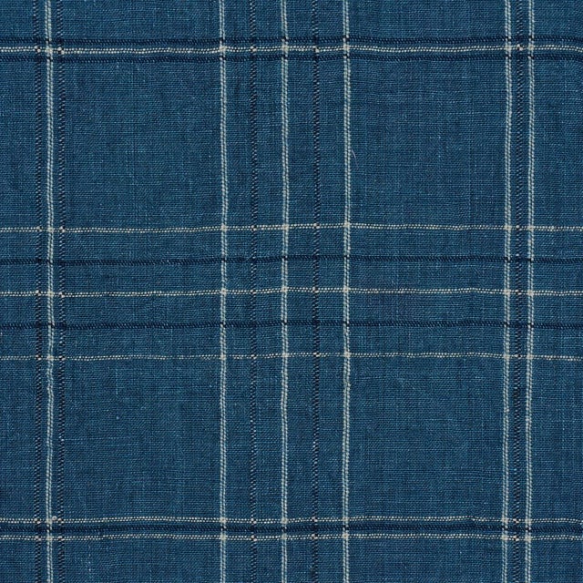 Contemporary SAMPLE - Schumacher Nils Plaid Linen Fabric In Denim For Sale - Image 3 of 4