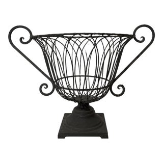 French Garden Urn Pedestal Planter With Decorative Scroll Handles For Sale