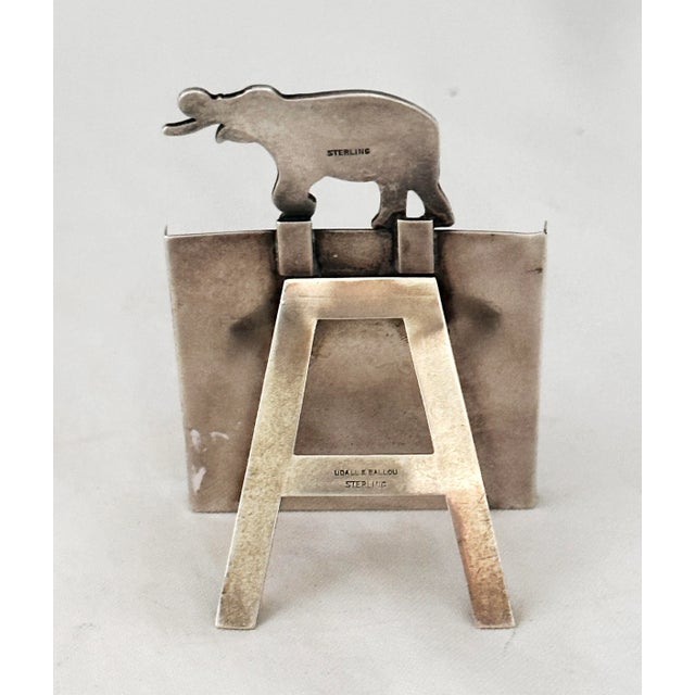 Udall & Ballou Sterling Silver Enamel Elephant Perpetual Desk Top Calendar C 1920 For Sale - Image 4 of 10