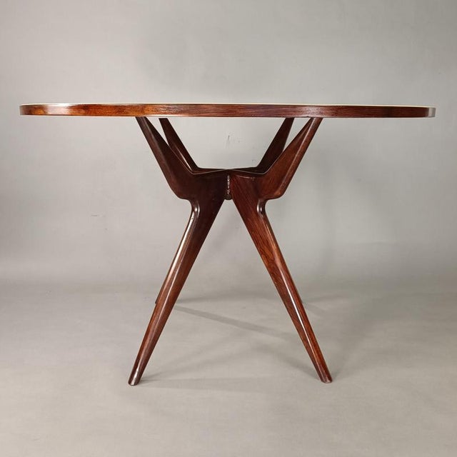 Italian Round Table with Cream Glass Top by Osvaldo Borsani, 1950s For Sale - Image 5 of 9