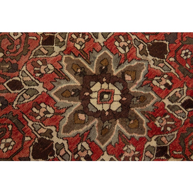 Vintage Medallion Persian Bakhtiari Wool Rug With Red Color For Sale In New York - Image 6 of 7