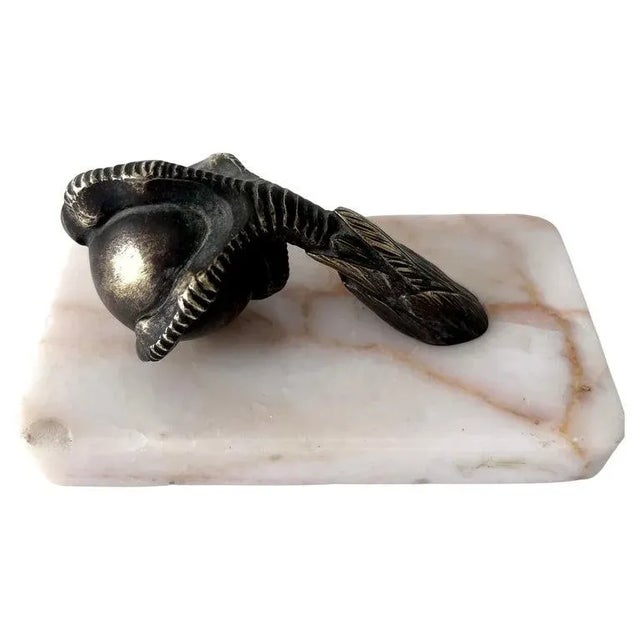French Bronze Claw Paperweight on Marble Base For Sale - Image 9 of 9