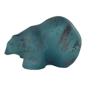 Edit Late 20th Century Tony Evans Foss Creek Pottery Bear Raku Green Black