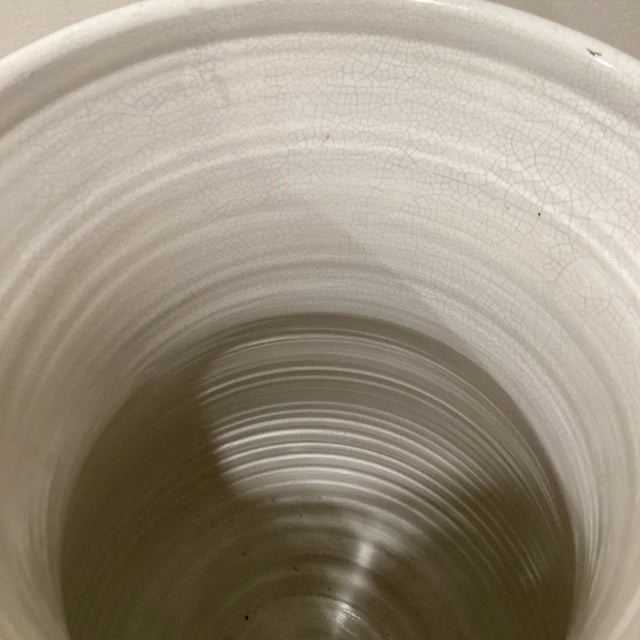 White Large Scale Late 20th Century Crackle Craze Italian Pottery White Jug /Vase, Artist Signed For Sale - Image 8 of 12