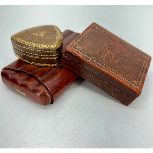 1920's Vintage Heart Shaped Italian Leather Box For Sale - Image 9 of 10