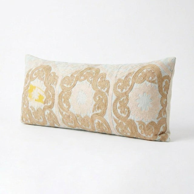 Mid-Century Modern Tashkent Suzani Bedding Pillow Cover 16'' X 39'' For Sale - Image 3 of 5