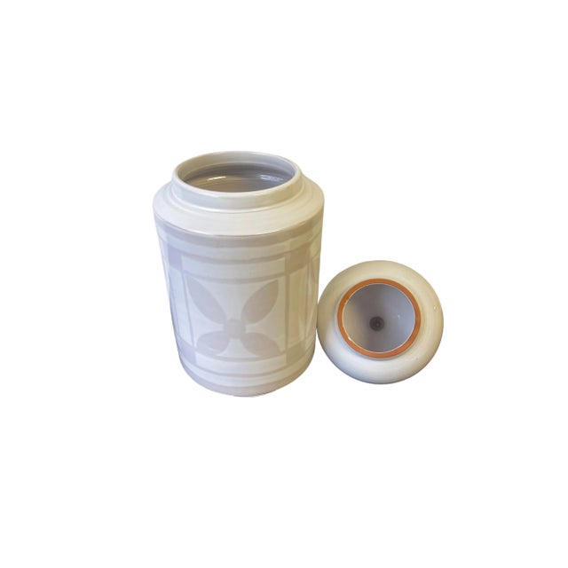 Boho Chic Vintage Neiman Marcus Ceramic Pagoda Jar With Lid For Sale - Image 3 of 6