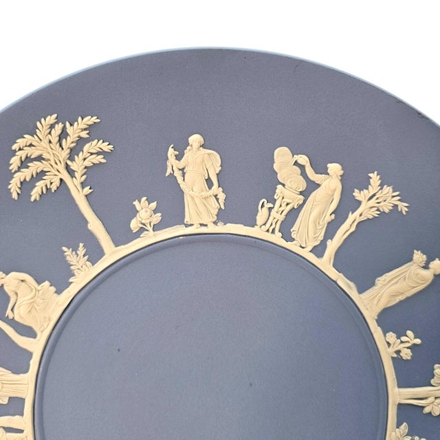 Blue Wedgwood Lavender Blue Jasperware Sacrifice Cake Plate Classical Relief England 9.5" For Sale - Image 8 of 10