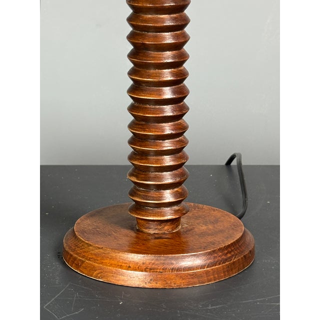 Charles Dudouyt Mid-Century Modern French Brutalist Turned Wood Mushroom Table Lamp in the style of Charles Dudouyt, 1950s For Sale - Image 4 of 16