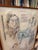 1977 Douglas James Johnson Original Drawing "Auden Group" in Museum Bark Frame For Sale - Image 4 of 6