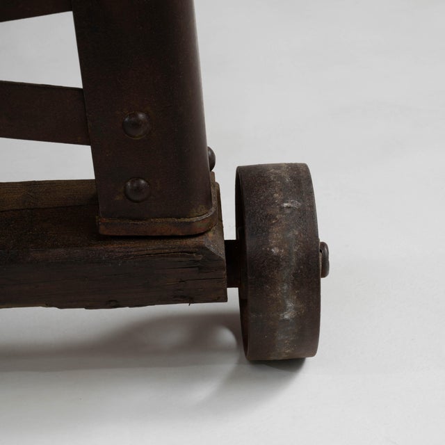 Brown 1900s French Industrial Table On Wheels For Sale - Image 8 of 10