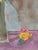 Pink Vintage Original Still Life Floral Watercolor Painting Framed For Sale - Image 8 of 10