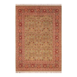 Shabby Chic 1990's Green/Aubergine Wool Rug - 8'0'' X 10'5'' For Sale