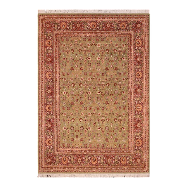 Shabby Chic 1990's Green/Aubergine Wool Rug - 8'0'' X 10'5'' For Sale