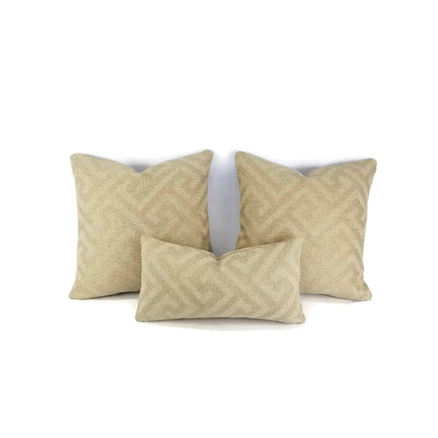 From F. Schumacher is L'Orient Fret pillow cover. The fabric is made from 57% Linen 17% Bamboo and 15% Polyester. A large...