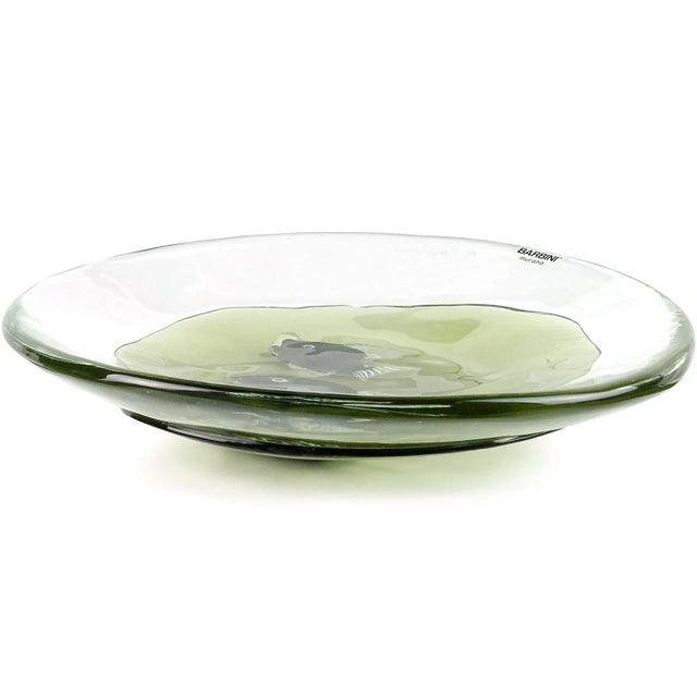 Mid 20th Century Vintage Murano Barbini Signed Iridescent Double Fish Italian Art Glass Display Centerpiece Bowl For Sale - Image 5 of 8