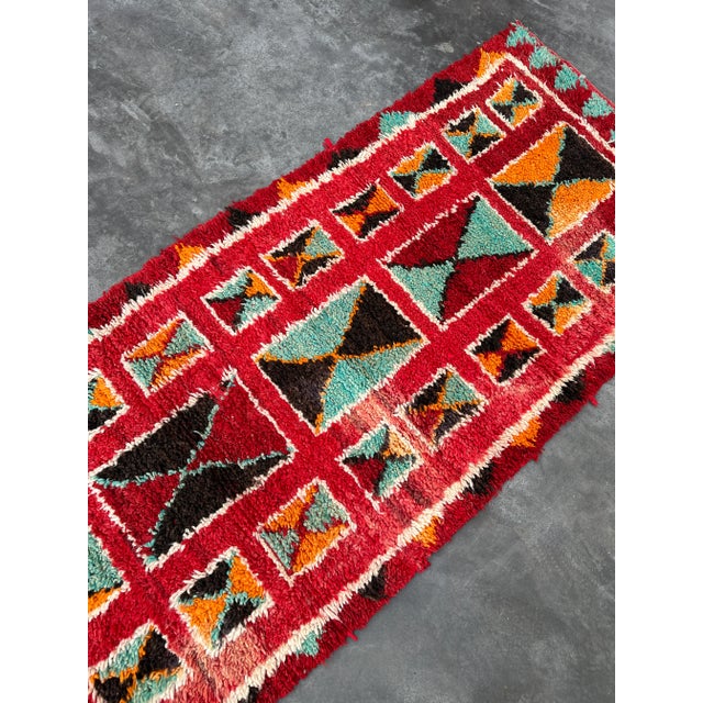 1980s Moroccan Vintage Colorful Rug - 3'1" X 7'1" Ft For Sale - Image 4 of 8