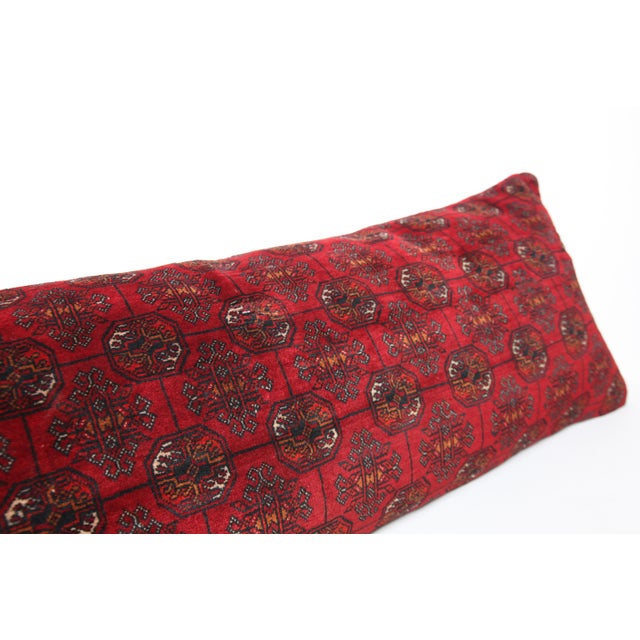 Vintage Turcoman Hand Knotted Wool Pillow – Decorative Sofa Throw Rug Pillow Cover -16'' X 46'' For Sale - Image 9 of 10