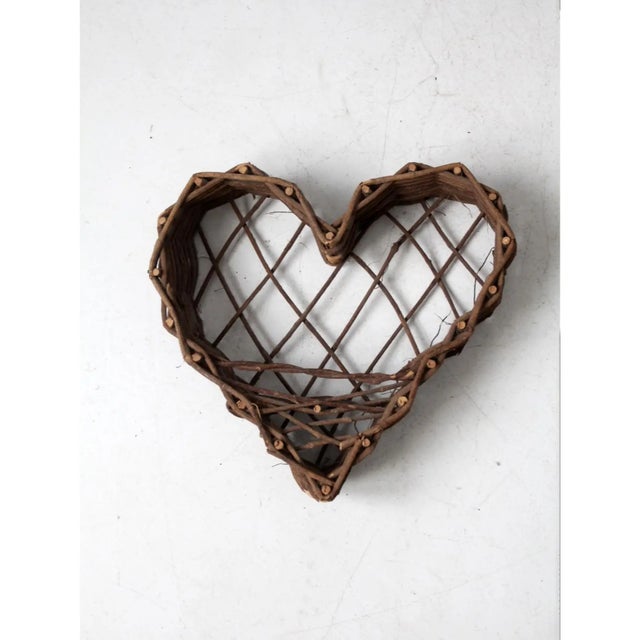 Vintage Twig Heart Wall Basket For Sale - Image 6 of 6