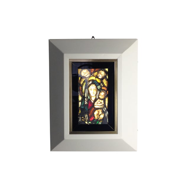 Italian Handmade Backlit Artistic Window with Madonna, Child & Angels, 1960s For Sale - Image 14 of 14