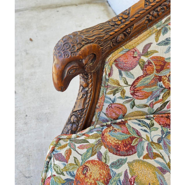 Antique French Regency Rams Heads Walnut Club Lounge Chair For Sale In Miami - Image 6 of 18