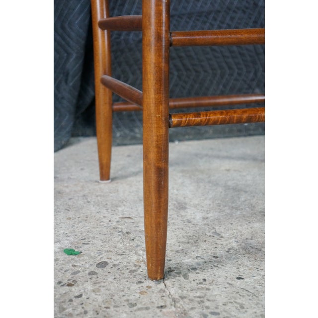 Cream Antique Shaker Style Maple Ladderback Elder's High Back Arm Chair Woven Seat For Sale - Image 8 of 18