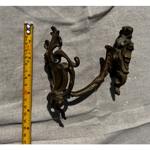 Metal Pair of French Antique Tie Backs For Sale - Image 7 of 7